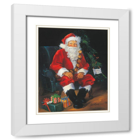 Santa Is In White Modern Wood Framed Art Print with Double Matting by Comish, Susan