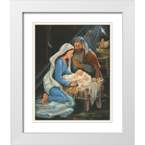 Birth Of Christ White Modern Wood Framed Art Print with Double Matting by Comish, Susan