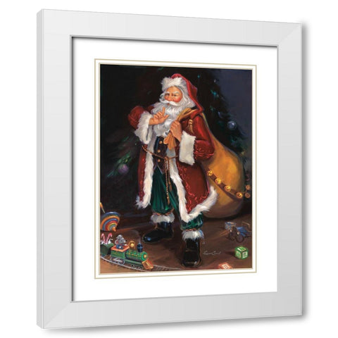 Shhh Santa White Modern Wood Framed Art Print with Double Matting by Comish, Susan