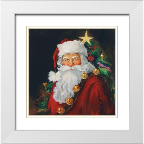 Sparkling Santa White Modern Wood Framed Art Print with Double Matting by Comish, Susan