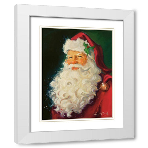 Merry Chrismas Santa White Modern Wood Framed Art Print with Double Matting by Comish, Susan