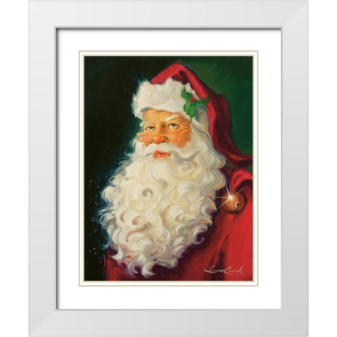 Merry Chrismas Santa White Modern Wood Framed Art Print with Double Matting by Comish, Susan
