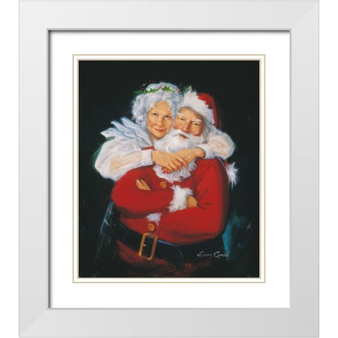 Mr and Mrs Claus White Modern Wood Framed Art Print with Double Matting by Comish, Susan