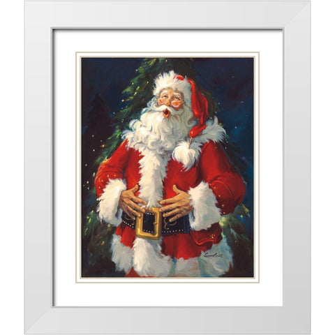Ho Ho Ho White Modern Wood Framed Art Print with Double Matting by Comish, Susan