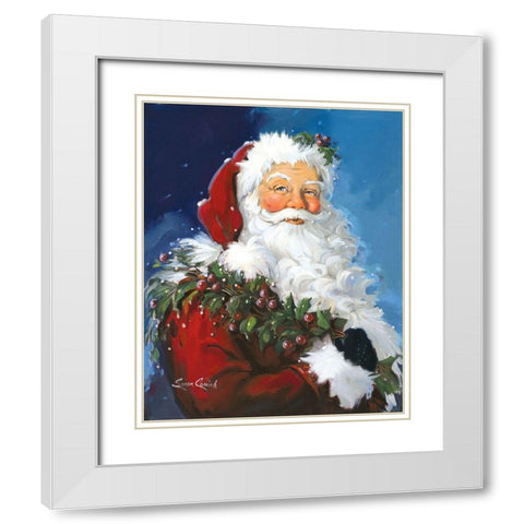 Berry Christmas White Modern Wood Framed Art Print with Double Matting by Comish, Susan