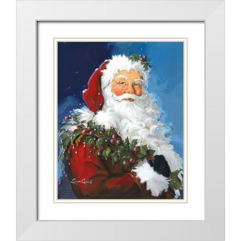 Berry Christmas White Modern Wood Framed Art Print with Double Matting by Comish, Susan