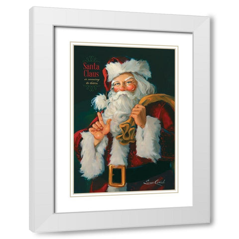 Santa Claus Is Coming White Modern Wood Framed Art Print with Double Matting by Comish, Susan