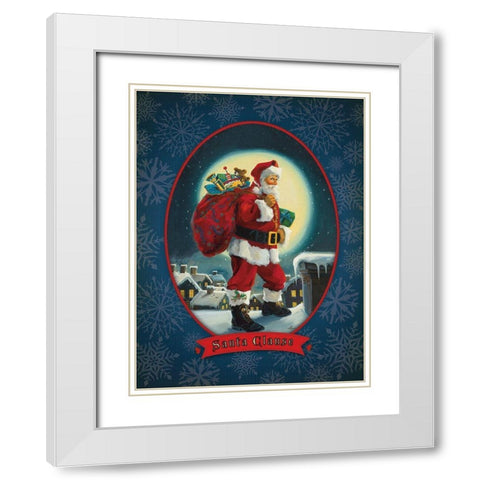 Santa Claus White Modern Wood Framed Art Print with Double Matting by Comish, Susan