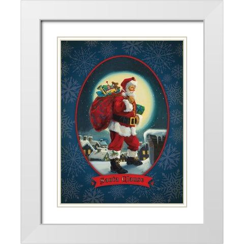 Santa Claus White Modern Wood Framed Art Print with Double Matting by Comish, Susan