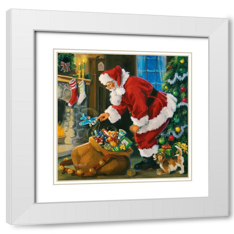 Santas Magic Touch White Modern Wood Framed Art Print with Double Matting by Comish, Susan