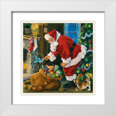 Santas Magic Touch White Modern Wood Framed Art Print with Double Matting by Comish, Susan