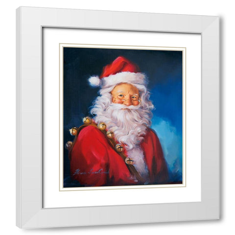 Santa Portrait White Modern Wood Framed Art Print with Double Matting by Comish, Susan