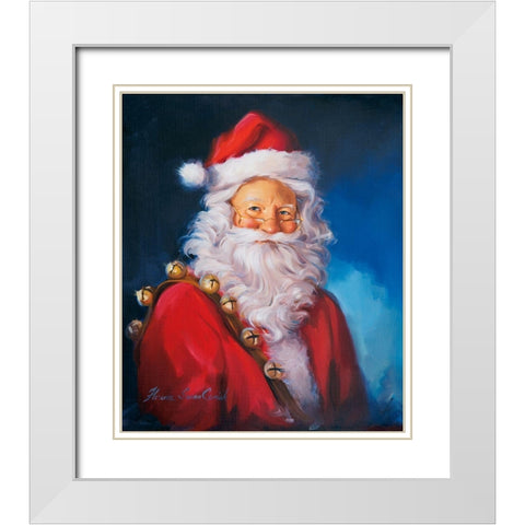 Santa Portrait White Modern Wood Framed Art Print with Double Matting by Comish, Susan