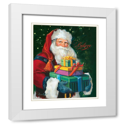 Santas Gifts White Modern Wood Framed Art Print with Double Matting by Comish, Susan