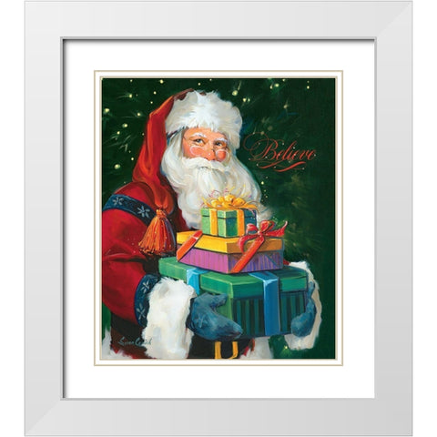 Santas Gifts White Modern Wood Framed Art Print with Double Matting by Comish, Susan