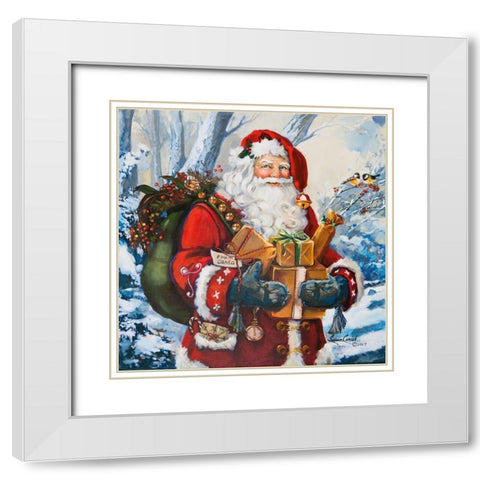 Woodland Home Santa White Modern Wood Framed Art Print with Double Matting by Comish, Susan