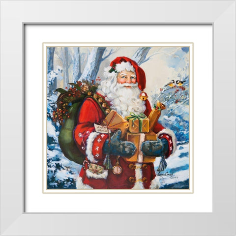 Woodland Home Santa White Modern Wood Framed Art Print with Double Matting by Comish, Susan