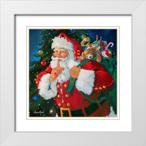 Shhh Santa White Modern Wood Framed Art Print with Double Matting by Comish, Susan