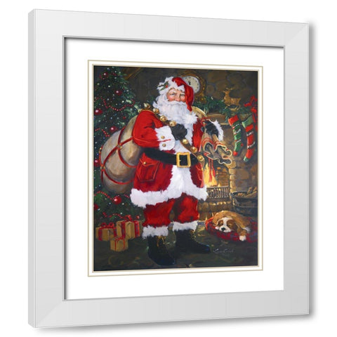 Christmas At The Cabin White Modern Wood Framed Art Print with Double Matting by Comish, Susan
