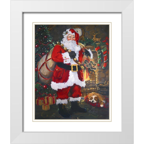Christmas At The Cabin White Modern Wood Framed Art Print with Double Matting by Comish, Susan