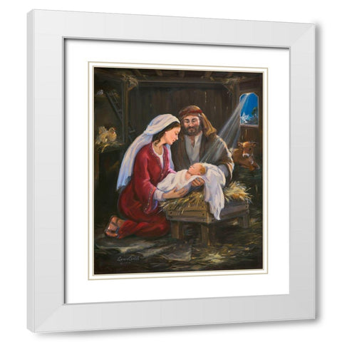 Silent Night White Modern Wood Framed Art Print with Double Matting by Comish, Susan