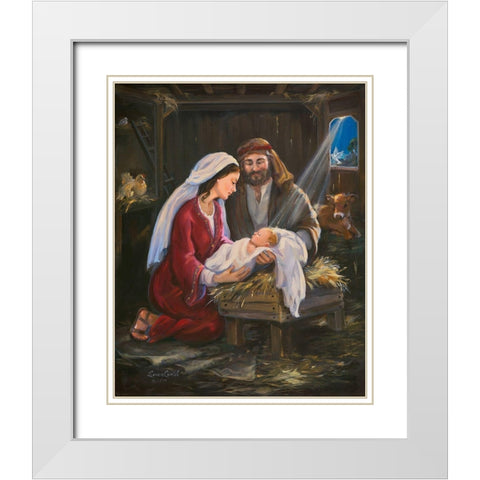 Silent Night White Modern Wood Framed Art Print with Double Matting by Comish, Susan