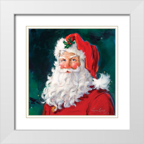 Santa Dear White Modern Wood Framed Art Print with Double Matting by Comish, Susan