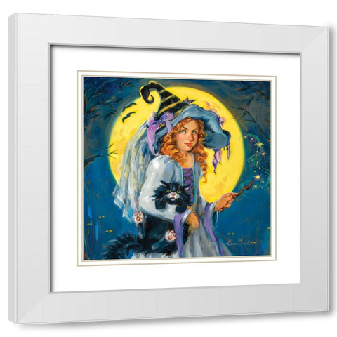 Witchs Night Out White Modern Wood Framed Art Print with Double Matting by Comish, Susan