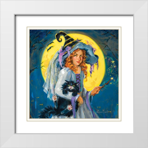 Witchs Night Out White Modern Wood Framed Art Print with Double Matting by Comish, Susan