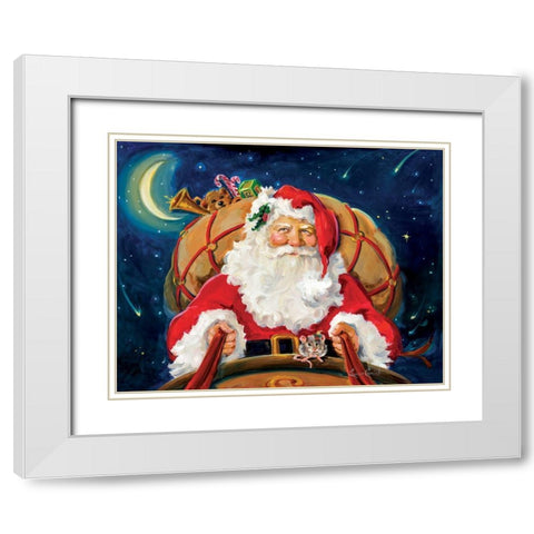 Santas On His Way White Modern Wood Framed Art Print with Double Matting by Comish, Susan