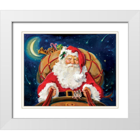 Santas On His Way White Modern Wood Framed Art Print with Double Matting by Comish, Susan