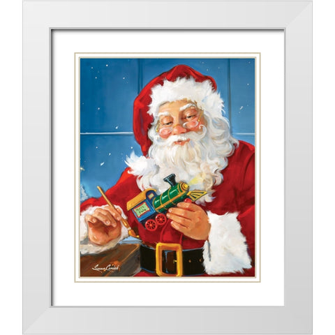 Santas Toys White Modern Wood Framed Art Print with Double Matting by Comish, Susan