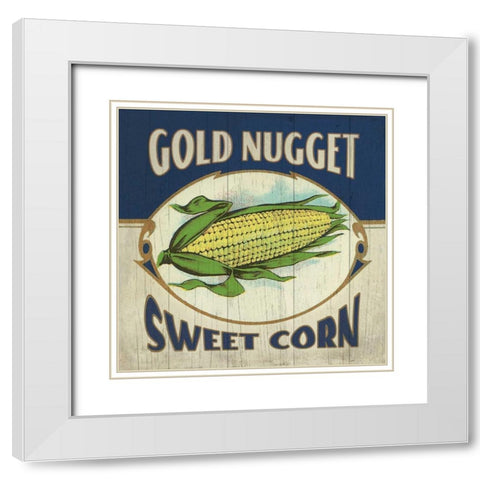 Corn Label White Modern Wood Framed Art Print with Double Matting by Marrott, Stephanie