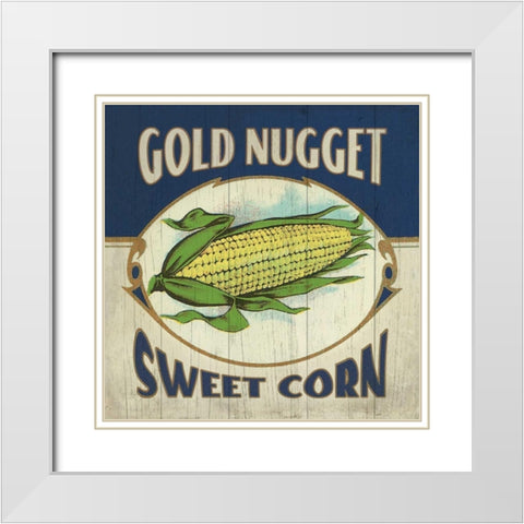 Corn Label White Modern Wood Framed Art Print with Double Matting by Marrott, Stephanie