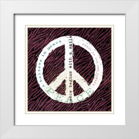 Peace Smile Zebra White Modern Wood Framed Art Print with Double Matting by Marrott, Stephanie