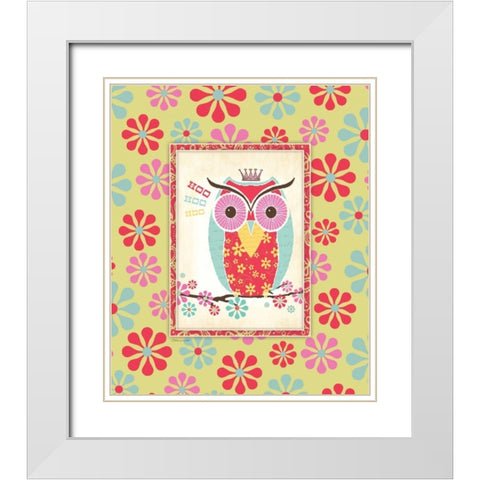 Owl IV White Modern Wood Framed Art Print with Double Matting by Marrott, Stephanie