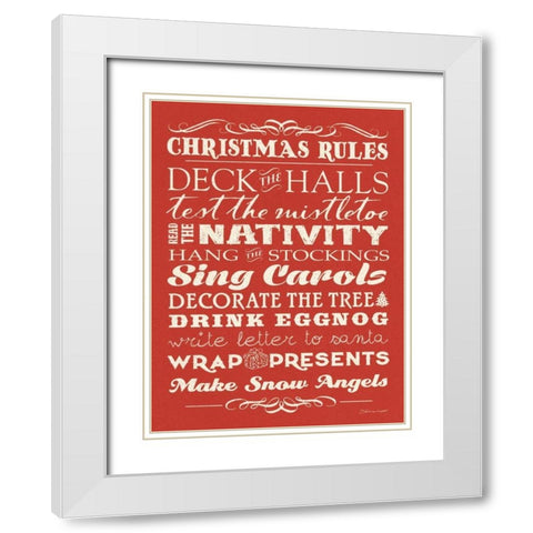 Christmas Rules I White Modern Wood Framed Art Print with Double Matting by Marrott, Stephanie