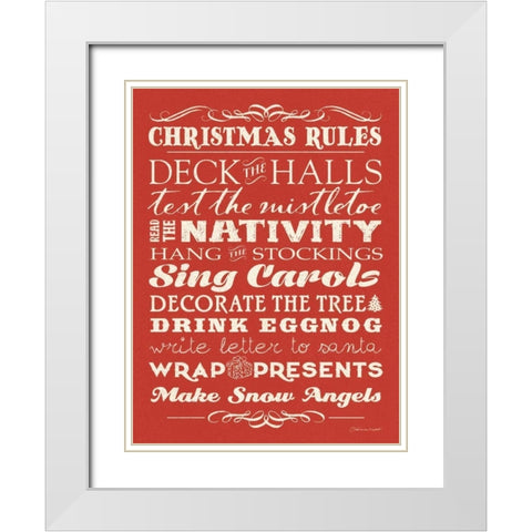 Christmas Rules I White Modern Wood Framed Art Print with Double Matting by Marrott, Stephanie