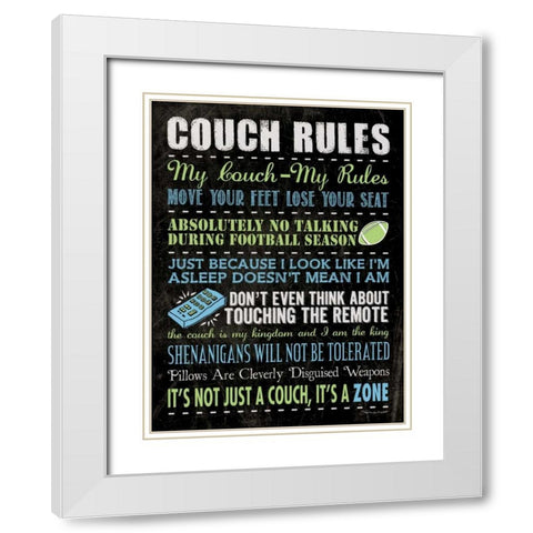 Couch Rules - Black White Modern Wood Framed Art Print with Double Matting by Marrott, Stephanie