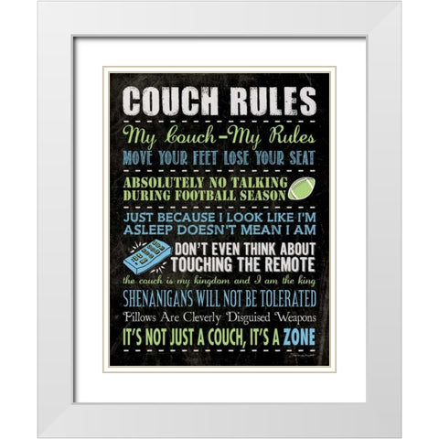 Couch Rules - Black White Modern Wood Framed Art Print with Double Matting by Marrott, Stephanie