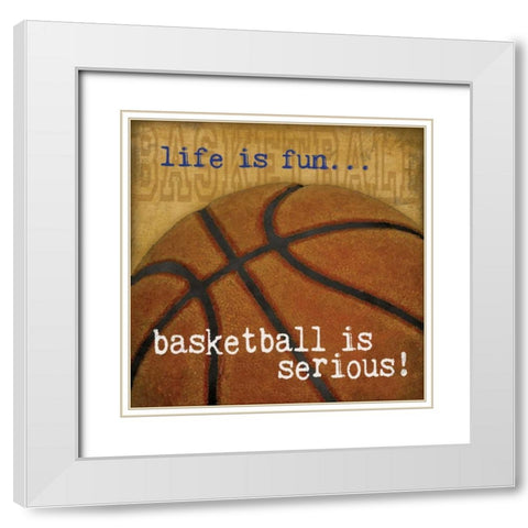 Basketball White Modern Wood Framed Art Print with Double Matting by Marrott, Stephanie