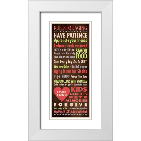 Rules For Aging White Modern Wood Framed Art Print with Double Matting by Marrott, Stephanie