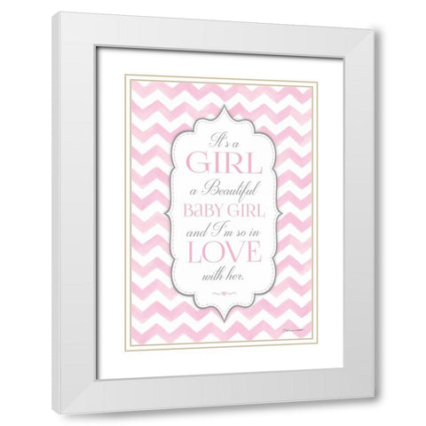 Baby Girl White Modern Wood Framed Art Print with Double Matting by Marrott, Stephanie