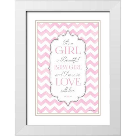 Baby Girl White Modern Wood Framed Art Print with Double Matting by Marrott, Stephanie