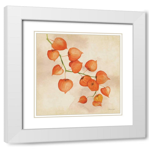 Lanterns In Fall White Modern Wood Framed Art Print with Double Matting by Marrott, Stephanie