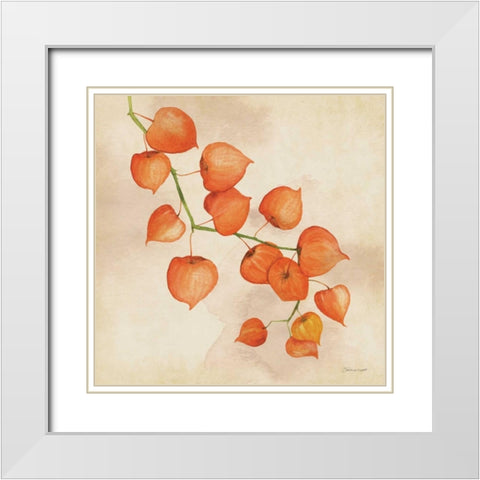 Lanterns In Fall White Modern Wood Framed Art Print with Double Matting by Marrott, Stephanie