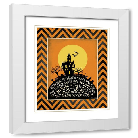 Beware White Modern Wood Framed Art Print with Double Matting by Marrott, Stephanie