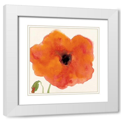 Poppy I White Modern Wood Framed Art Print with Double Matting by Marrott, Stephanie