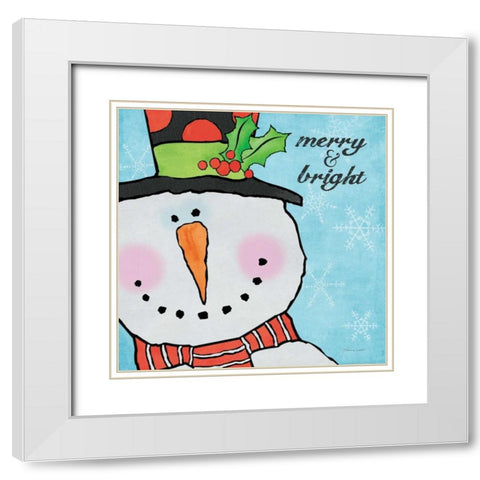 Snowman II White Modern Wood Framed Art Print with Double Matting by Marrott, Stephanie
