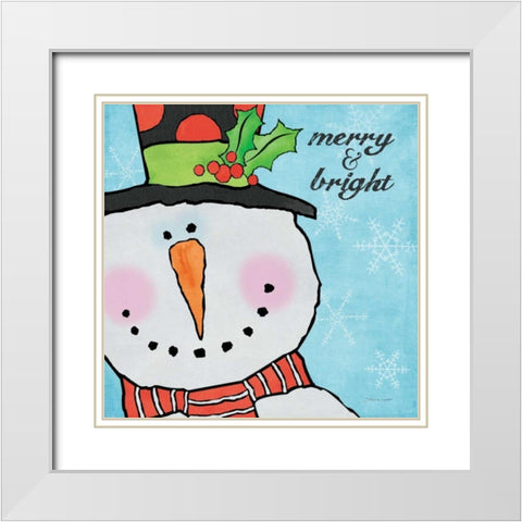 Snowman II White Modern Wood Framed Art Print with Double Matting by Marrott, Stephanie
